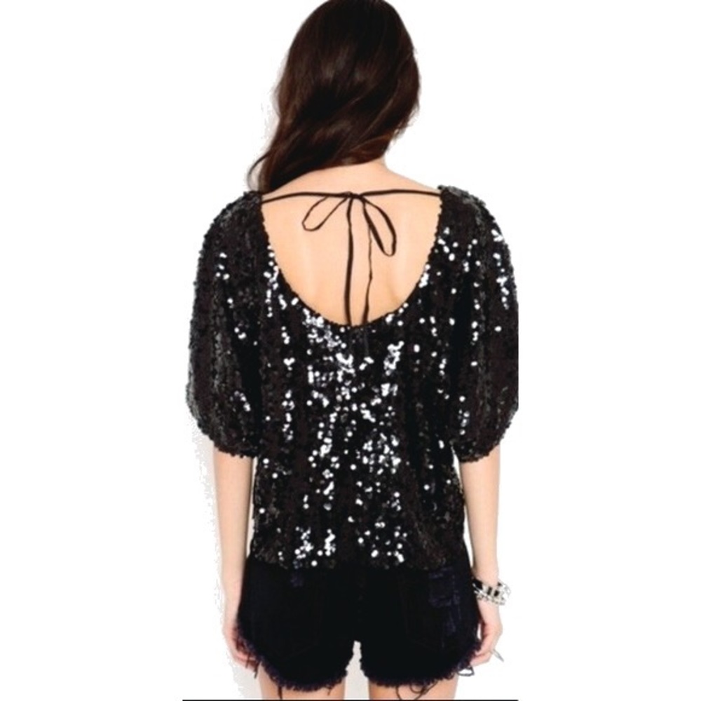 Ark & Co Original Nasty Gal Black Sequin Top - Picture 2 of 8